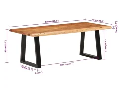 Mesa de centro madera maciza acacia 110x55x40 cm