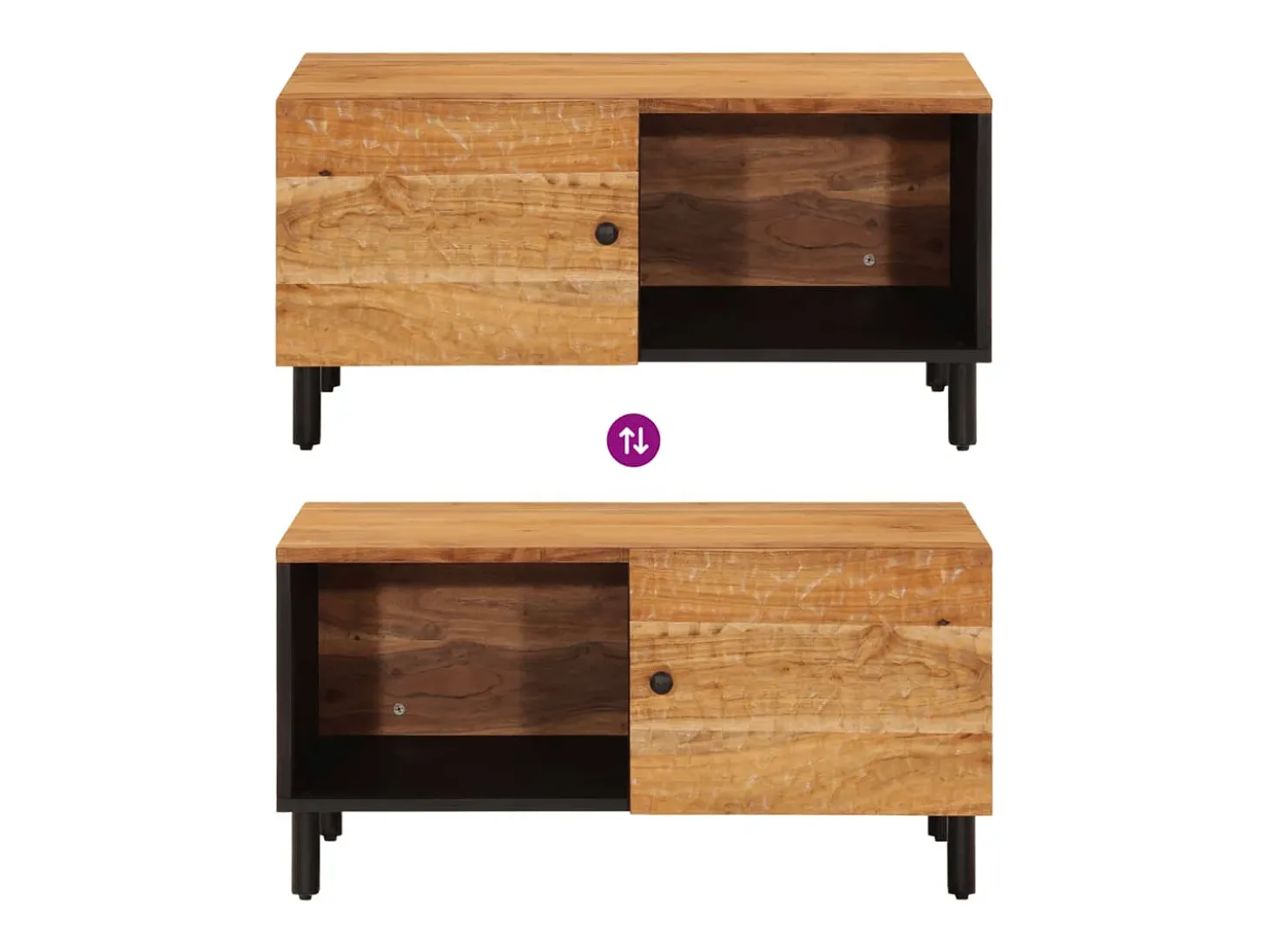 Mesa de centro madera maciza de acacia 80x50x40 cm