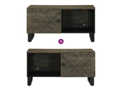 Mesa de centro madera maciza de mango negra 80x50x40 cm