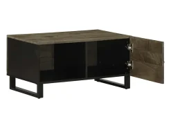 Mesa de centro madera maciza de mango negra 80x50x40 cm