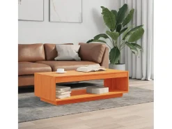 Mesa de centro madera maciza de pino marrón cera 110x50x33,5 cm