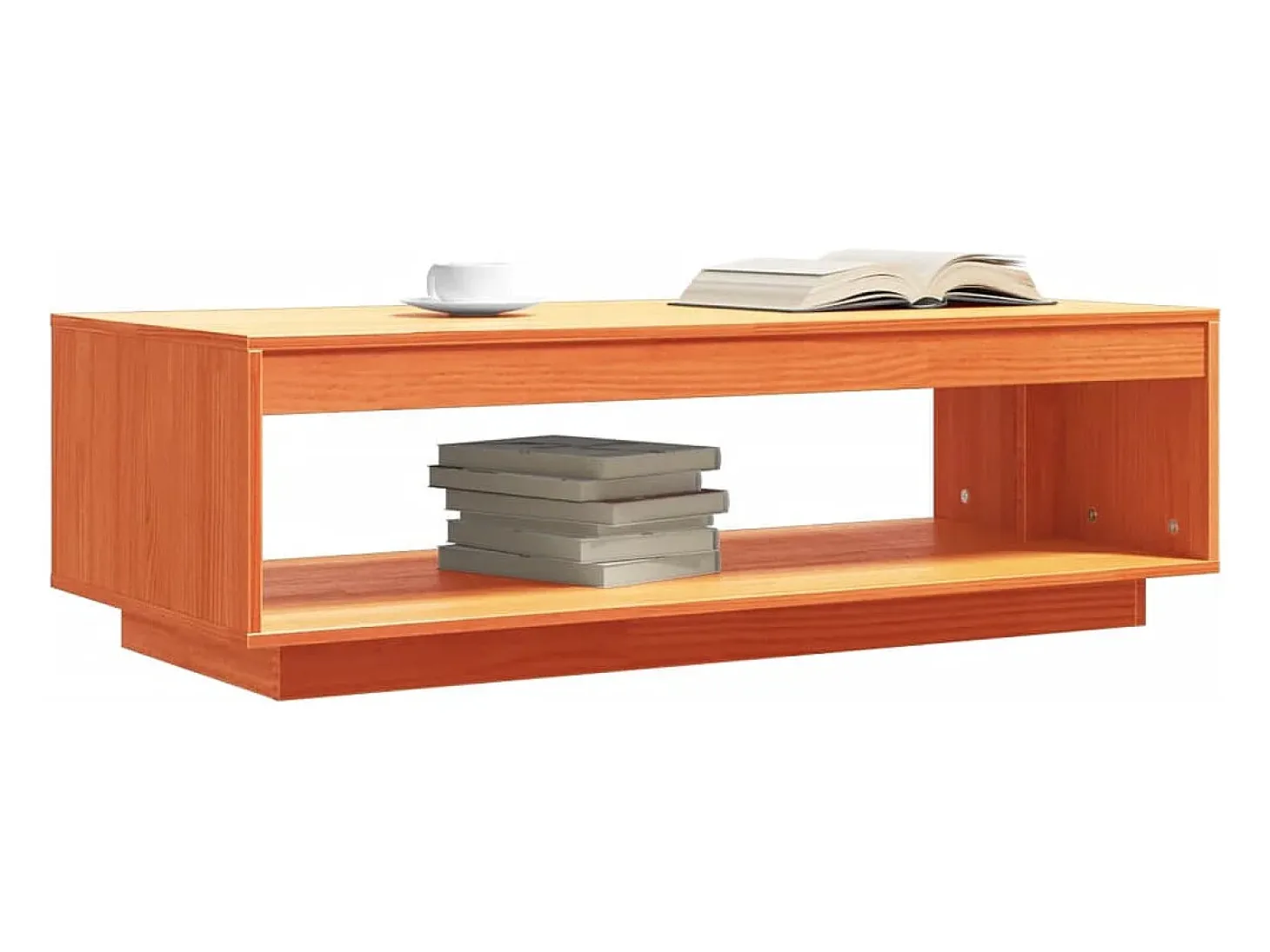Mesa de centro madera maciza de pino marrón cera 110x50x33,5 cm