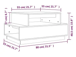 Mesa de centro madera maciza de pino negro 80x55x40,5 cm