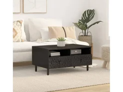 Mesa de centro madera maciza de mango negra 80x54x40 cm