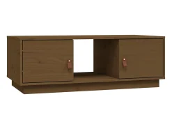 Mesa de centro madera maciza de pino marrón miel 100x50x35 cm