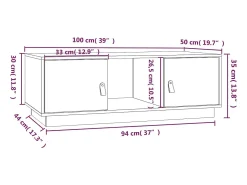 Mesa de centro madera maciza de pino marrón miel 100x50x35 cm