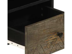 Mesa de centro madera maciza de mango gris claro 80x54x40 cm