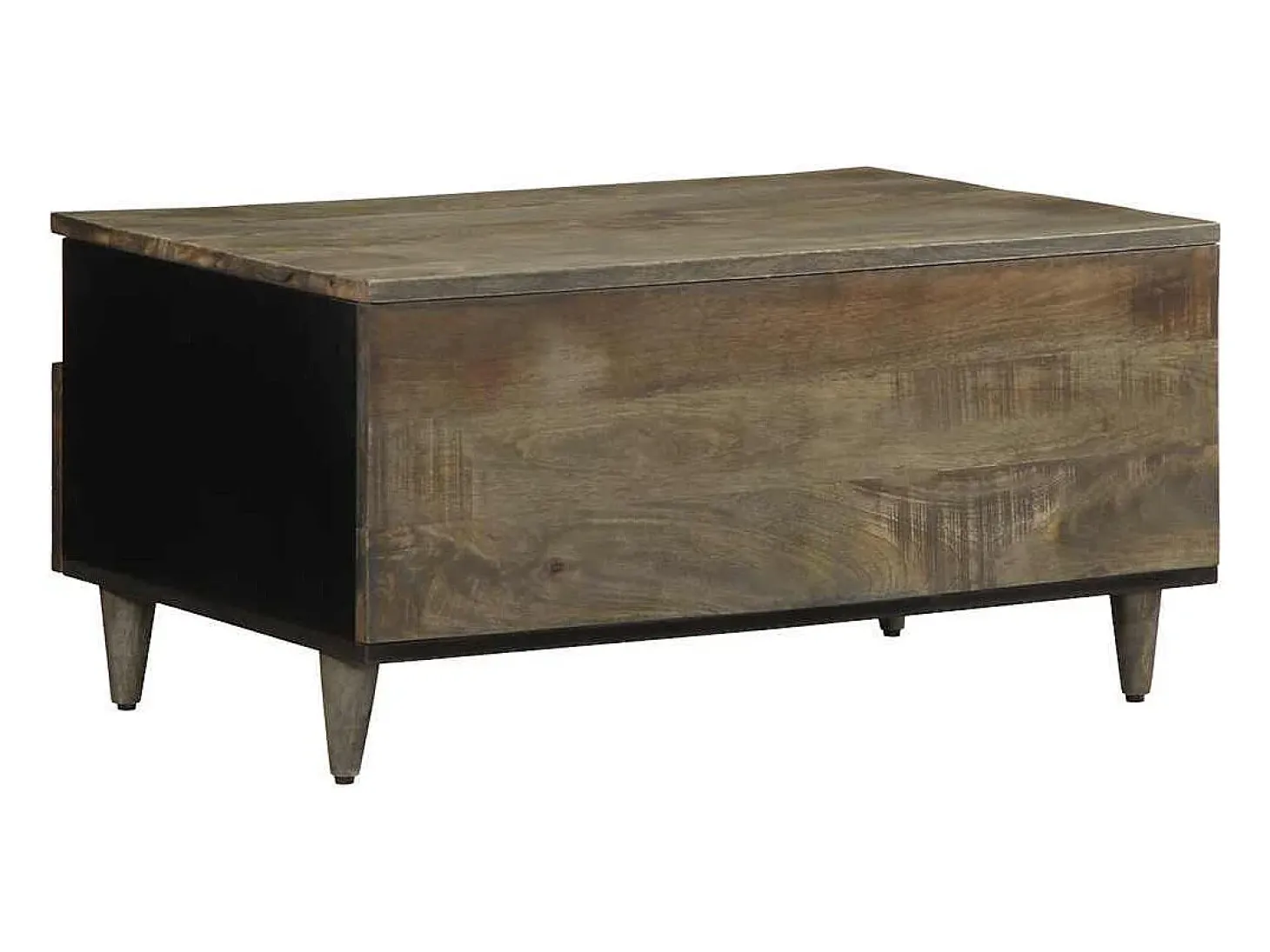 Mesa de centro madera maciza de mango gris claro 80x54x40 cm