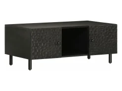 Mesa de centro madera maciza de mango negra 100x54x40 cm