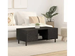 Mesa de centro madera maciza de mango negra 100x54x40 cm