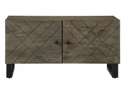 Mesa de centro madera maciza de mango negra 80x50x40 cm