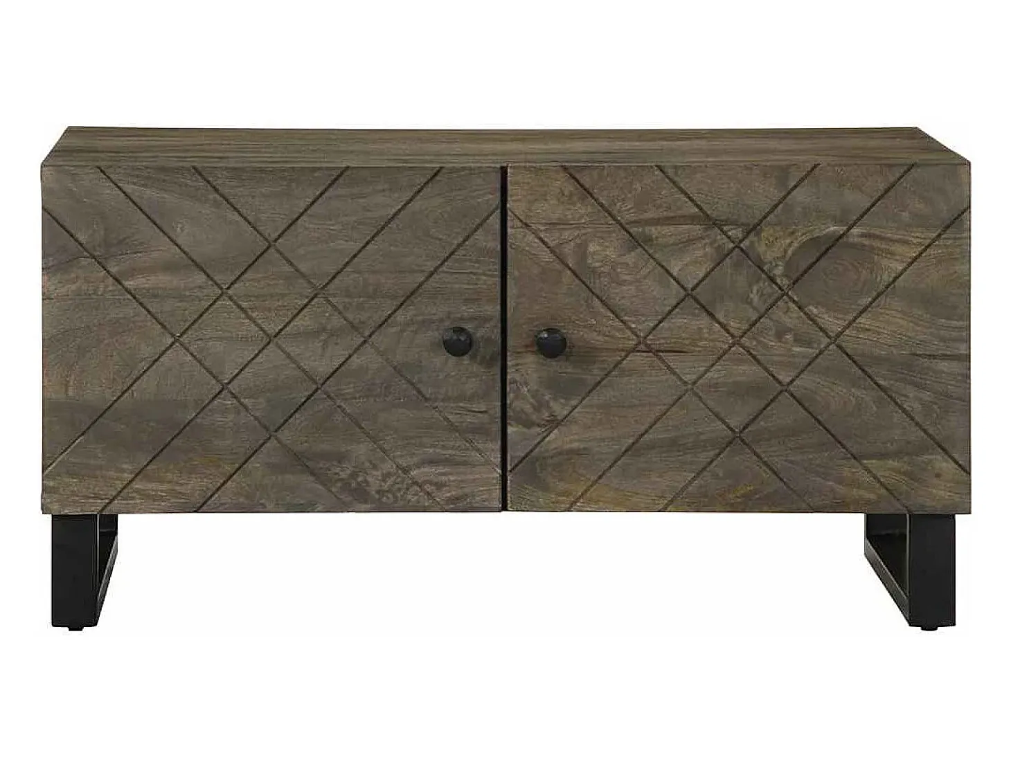 Mesa de centro madera maciza de mango negra 80x50x40 cm
