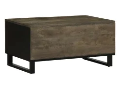 Mesa de centro madera maciza de mango negra 80x50x40 cm