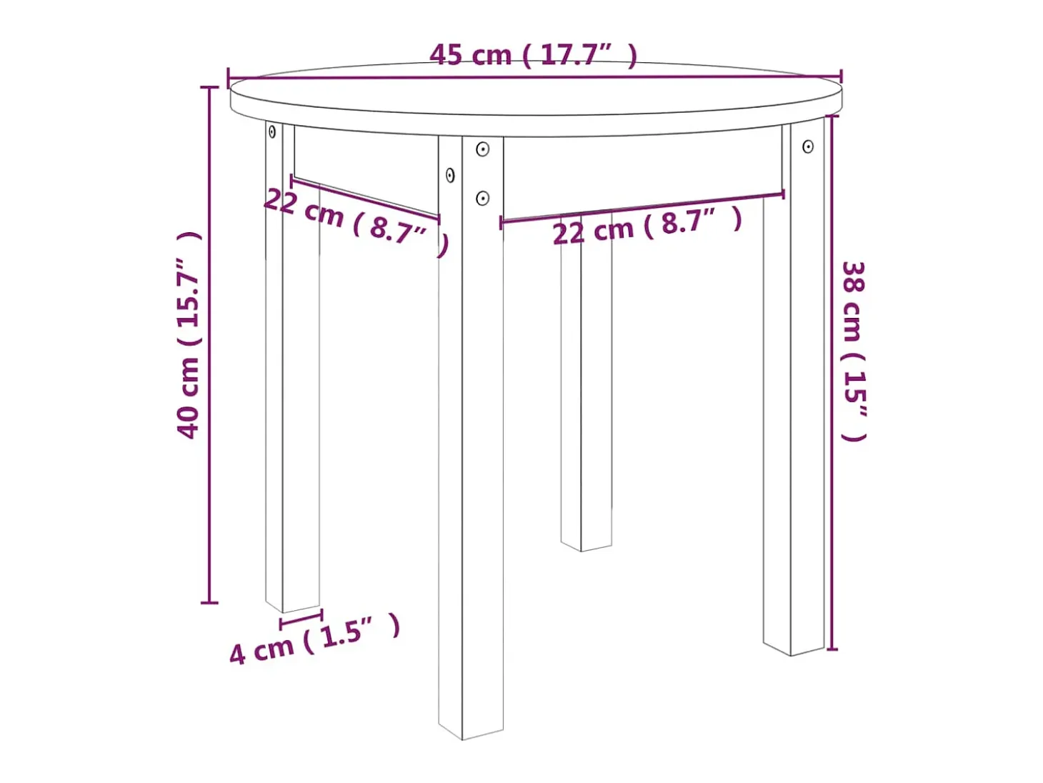 Mesa de centro madera maciza de pino negro Ø 45x40 cm