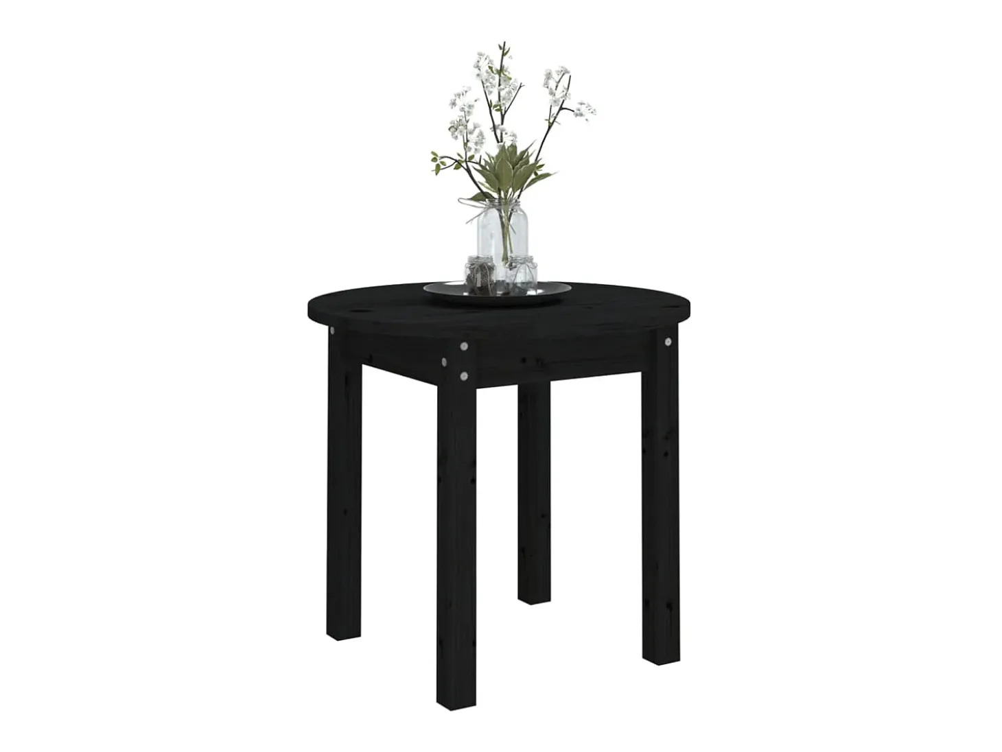 Mesa de centro madera maciza de pino negro Ø 45x40 cm