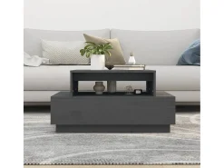 Mesa de centro madera maciza de pino gris 80x55x40,5 cm