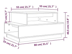 Mesa de centro madera maciza de pino gris 80x55x40,5 cm