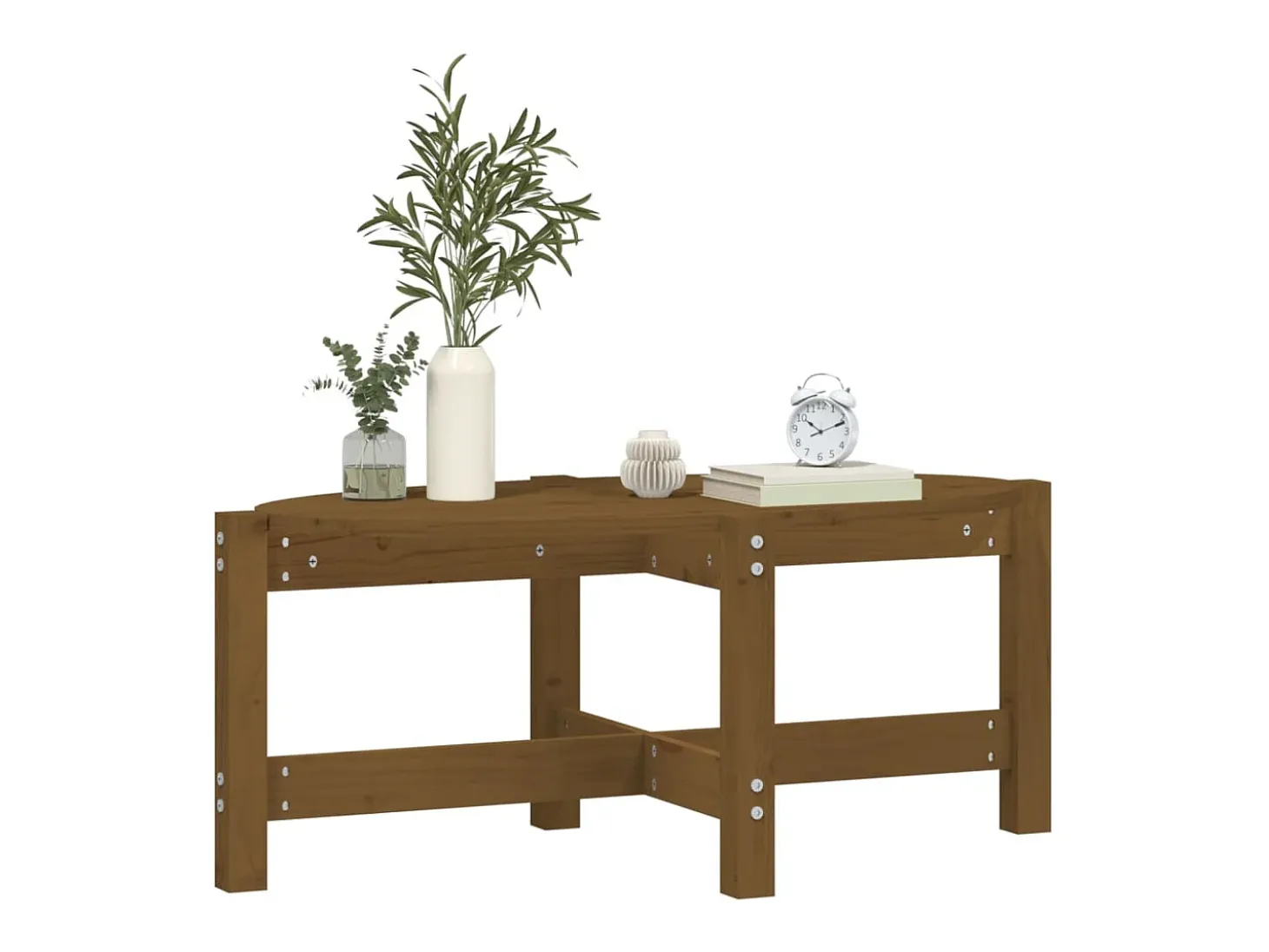 Mesa de centro madera maciza de pino marrón miel 87x48x35 cm