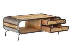 Mesa de centro madera maciza de mango 100x50x35 cm