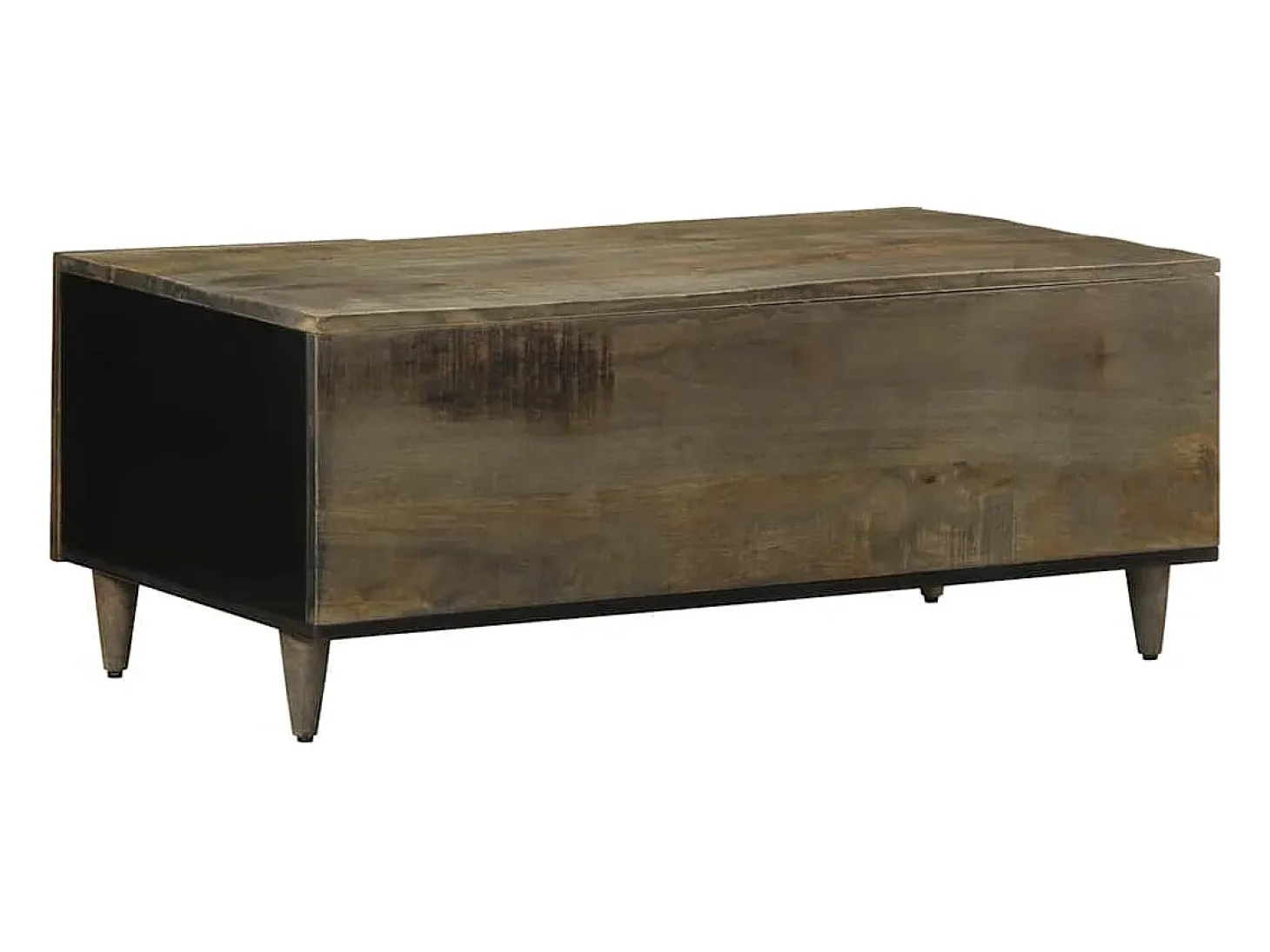 Mesa de centro madera maciza de mango gris claro 100x54x40 cm