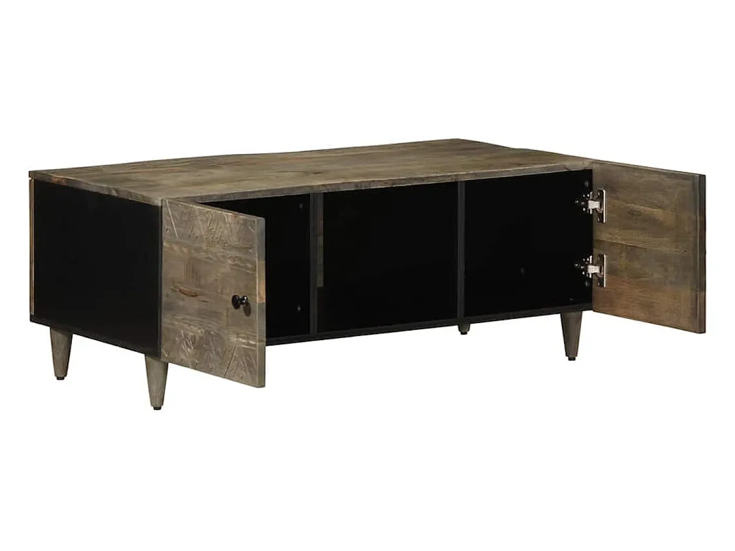 Mesa de centro madera maciza de mango gris claro 100x54x40 cm