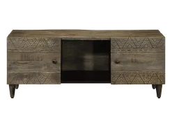 Mesa de centro madera maciza de mango gris claro 100x54x40 cm