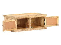 Mesa de centro madera maciza de mango caña natural 90x50x35 cm