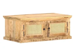 Mesa de centro madera maciza de mango caña natural 90x50x35 cm