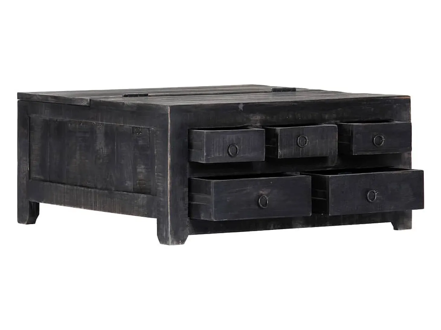 Mesa de centro madera maciza de mango negro 65x65x30 cm