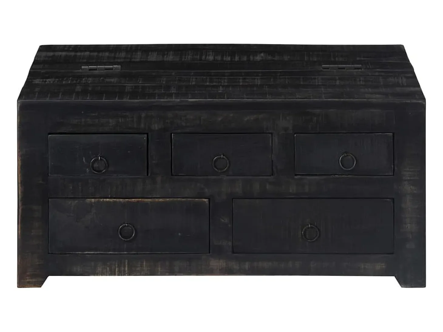 Mesa de centro madera maciza de mango negro 65x65x30 cm