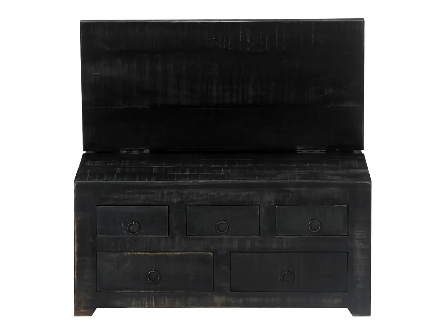 Mesa de centro madera maciza de mango negro 65x65x30 cm