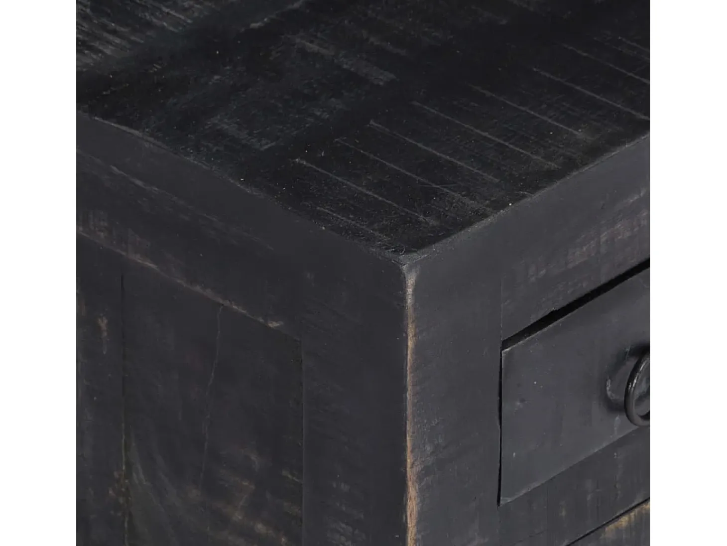 Mesa de centro madera maciza de mango negro 65x65x30 cm