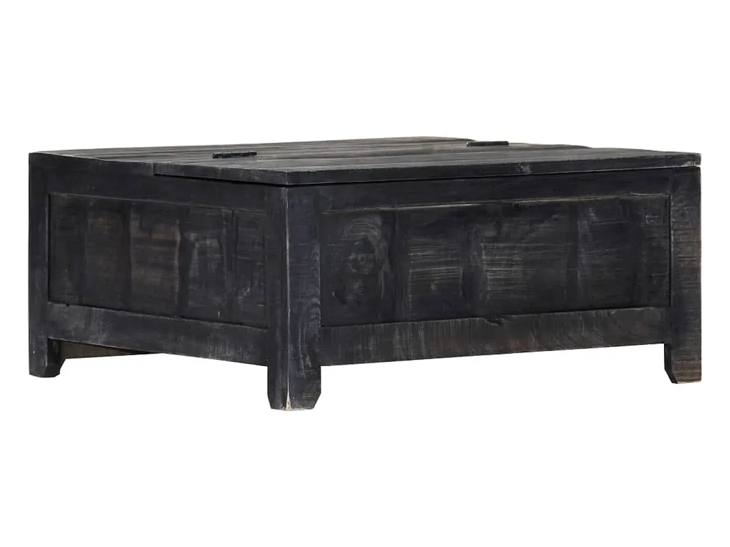 Mesa de centro madera maciza de mango negro 65x65x30 cm