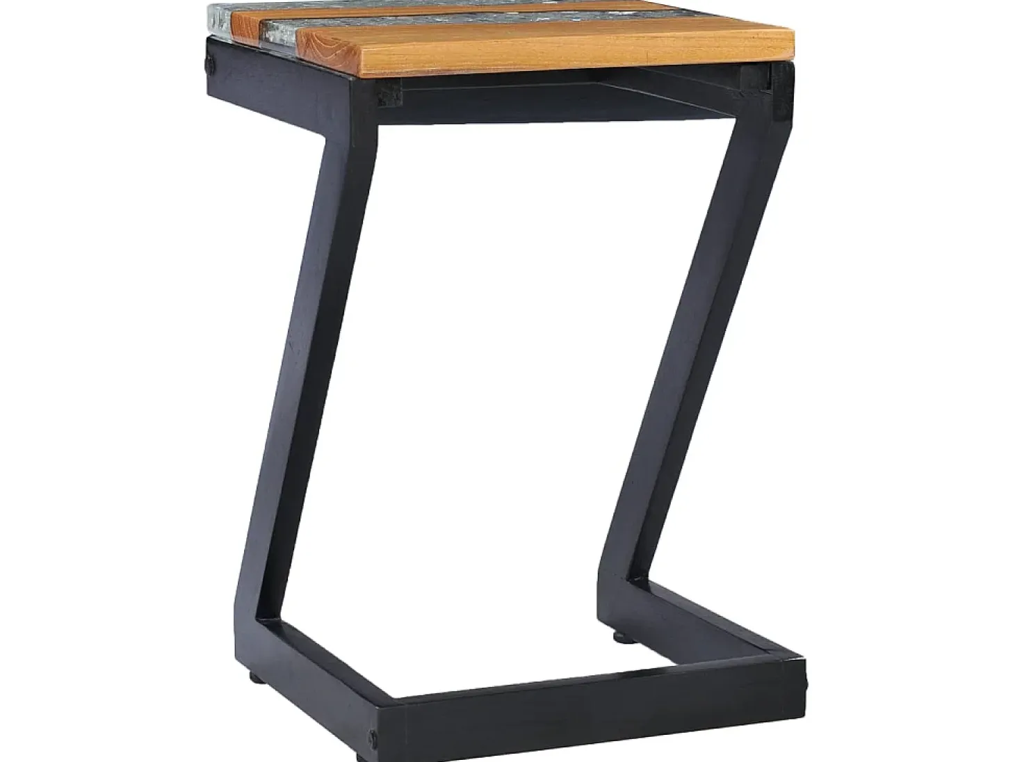 Mesa de centro madera maciza de teca y polirresina 30x30x50 cm ES95021