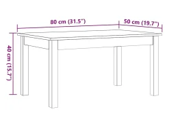 Mesa de centro madera maciza de pino marrón cera 80x50x40 cm