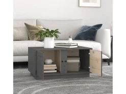 Mesa de centro madera maciza de pino gris 80x50x40 cm