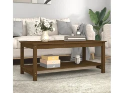 Mesa de centro madera maciza de pino marrón miel 110x55x45 cm