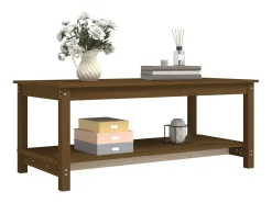 Mesa de centro madera maciza de pino marrón miel 110x55x45 cm