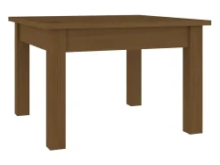 Mesa de centro madera maciza de pino marrón miel 45x45x30 cm