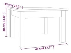 Mesa de centro madera maciza de pino marrón miel 45x45x30 cm