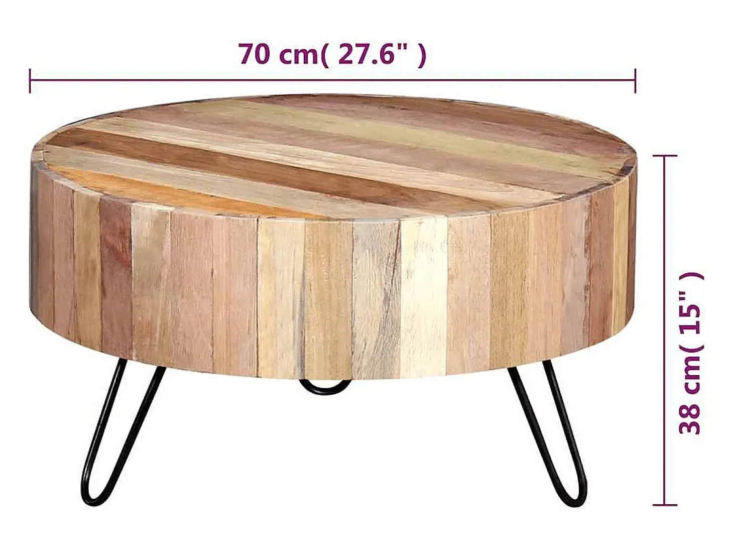 Mesa de centro madera maciza reciclada
