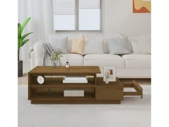 Mesa de centro madera maciza de pino marrón miel 120x50x40,5 cm