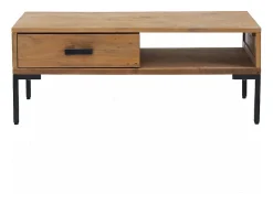 Mesa de centro madera maciza pino reciclada 90x50x35 cm