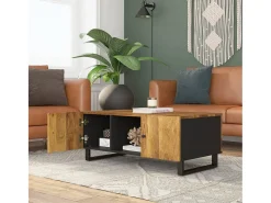 Mesa de centro madera maciza mango y contrachapada 100x54x40 cm