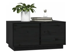 Mesa de centro madera maciza de pino negro 80x50x40 cm