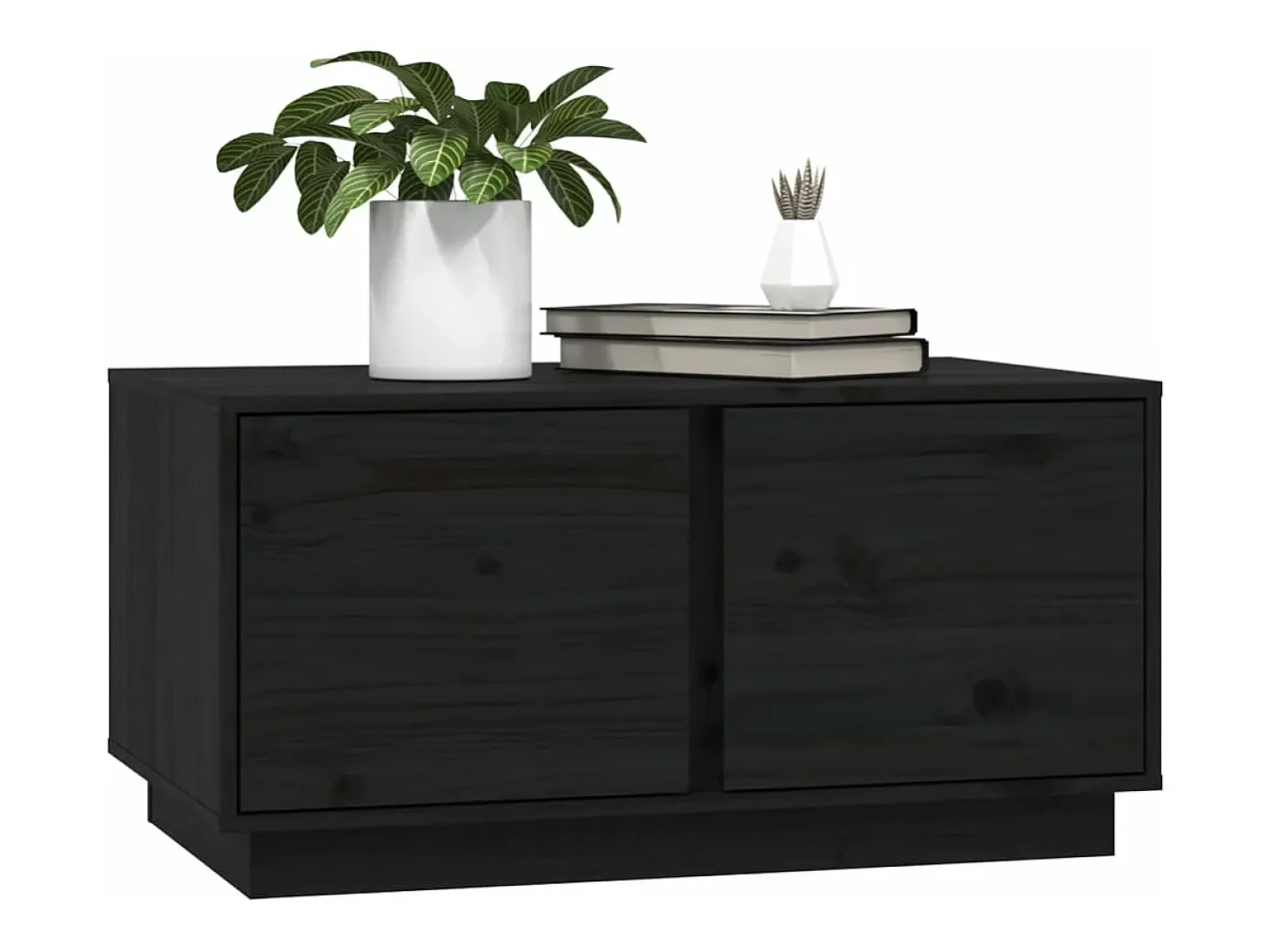 Mesa de centro madera maciza de pino negro 80x50x40 cm