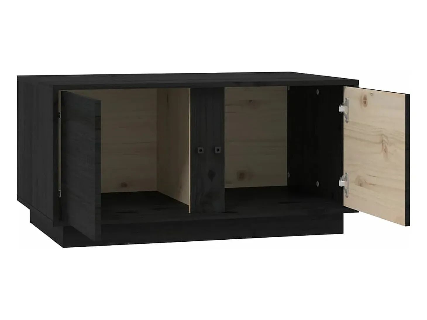 Mesa de centro madera maciza de pino negro 80x50x40 cm