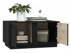 Mesa de centro madera maciza de pino negro 80x50x40 cm