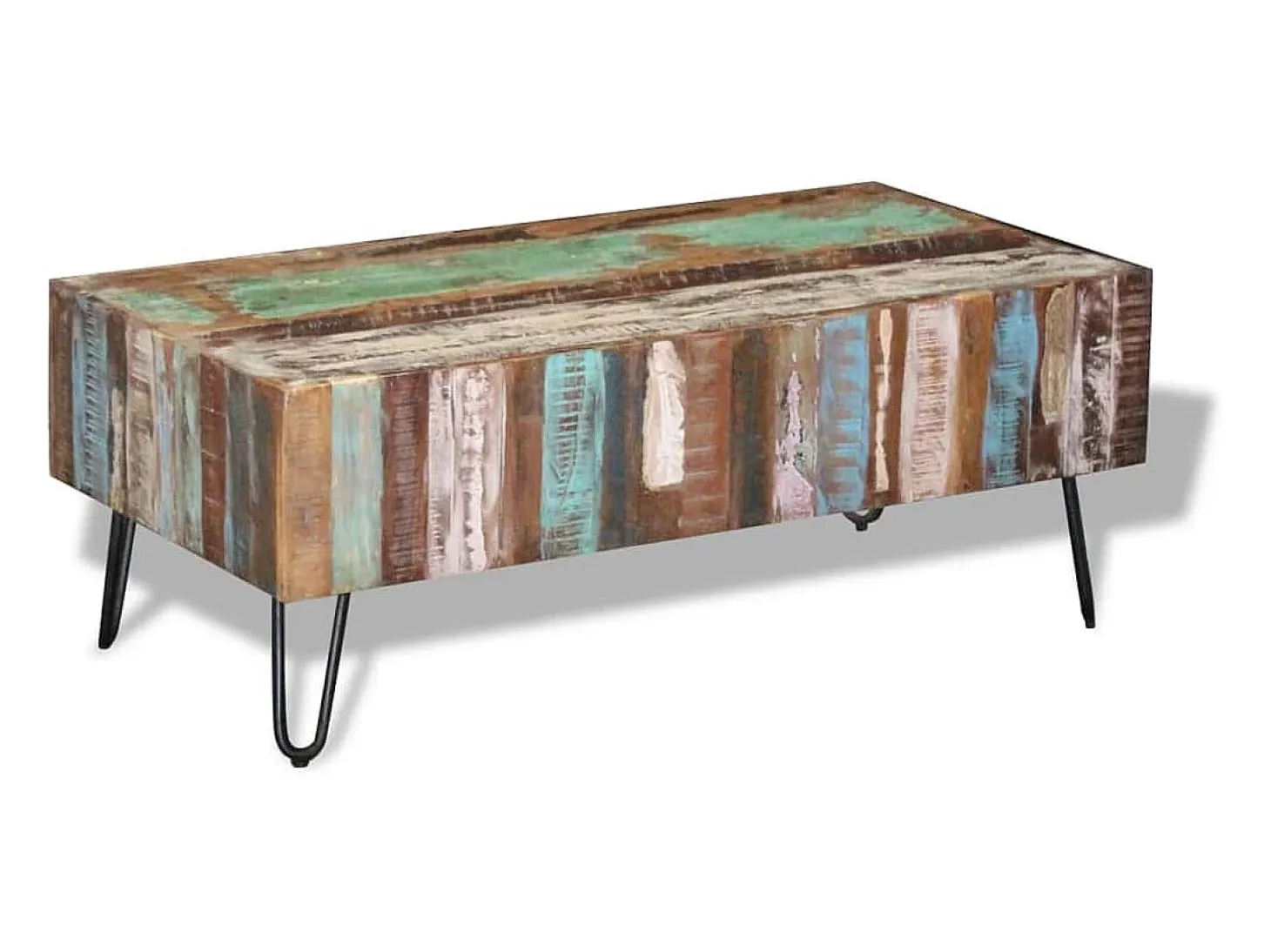 Mesa de centro madera maciza reciclada 100x50x38 cm