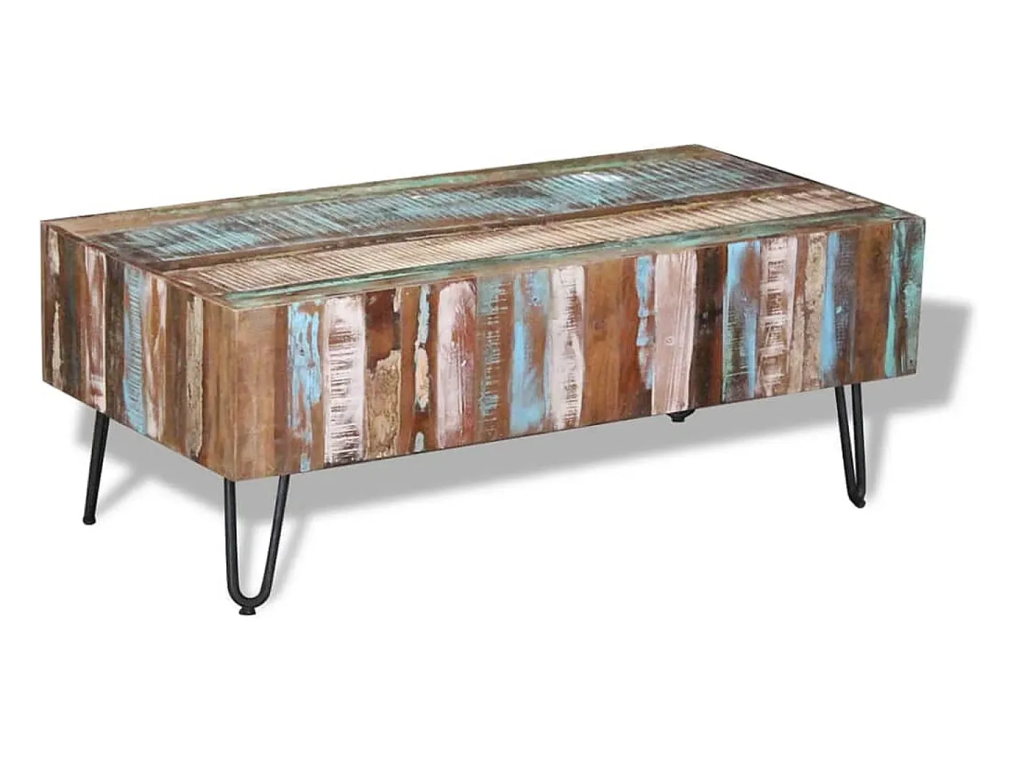 Mesa de centro madera maciza reciclada 100x50x38 cm